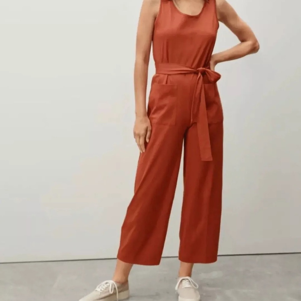 Everlane Luxe Cotton Jumpsuit Rust Cotton Lightweight Comfort Size XS